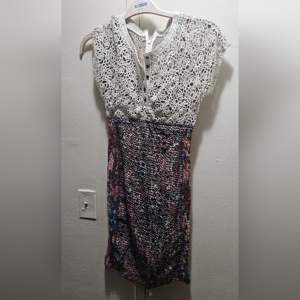 Byron Lars Lace Top Dress with Multicolor Skirt